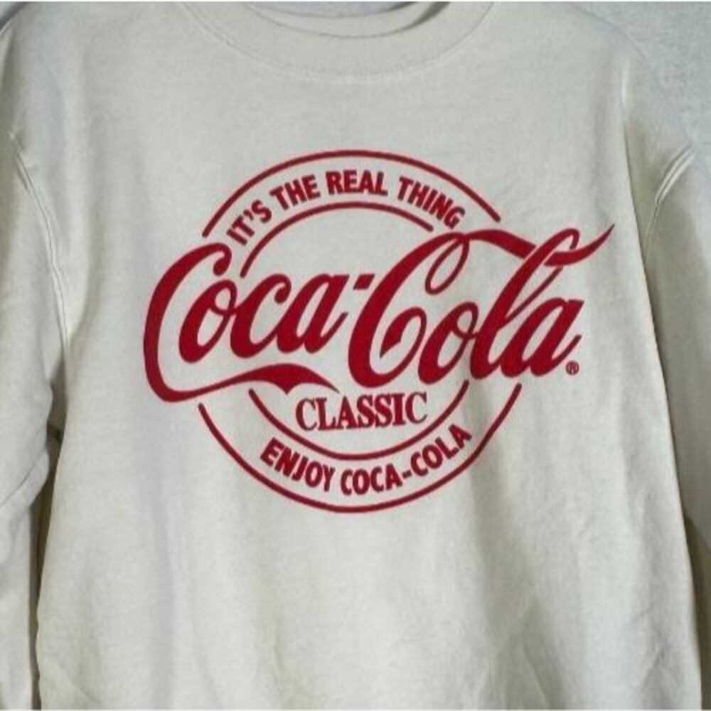 Coca-Cola Classic White Sweatshirt with Red Logo Offically Licensed Size M